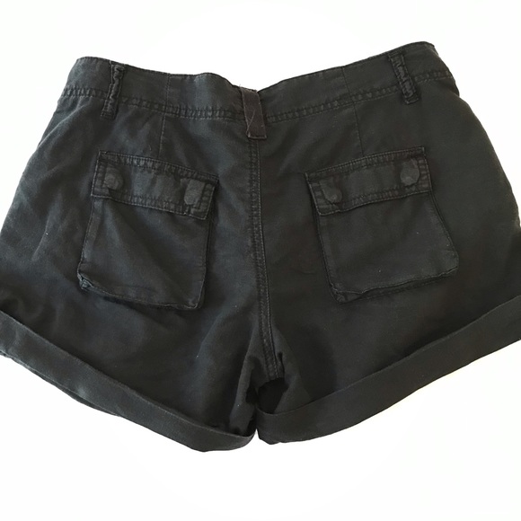 CONVERSE BLACK LINEN CARGO STYLE SHORTS SIZE 4 - Picture 2 of 5